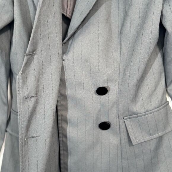 Vintage City Triangles Blazer Women’s 5 Gray Pinstripe Velvet Collar 80s 90s USA - Picture 4 of 10